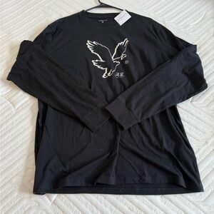American Eagle Outfitters Black Long Sleeve Tee with Eagle Graphic